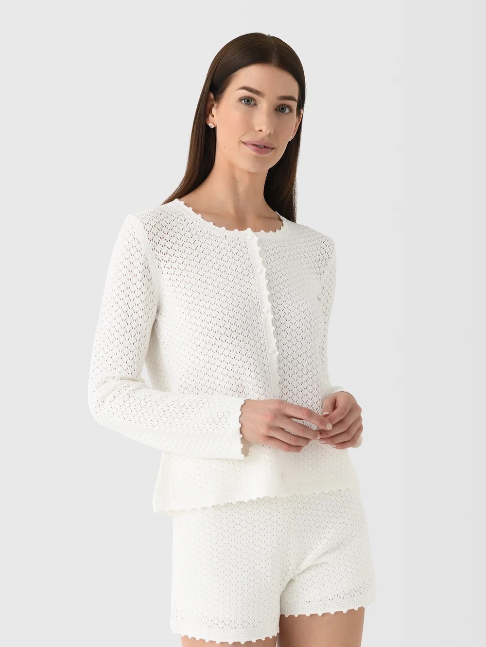 Posse Helena White Knit Button Cardigan